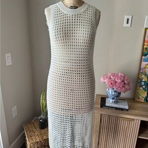 Shade & Shore White Crochet Midi Dress